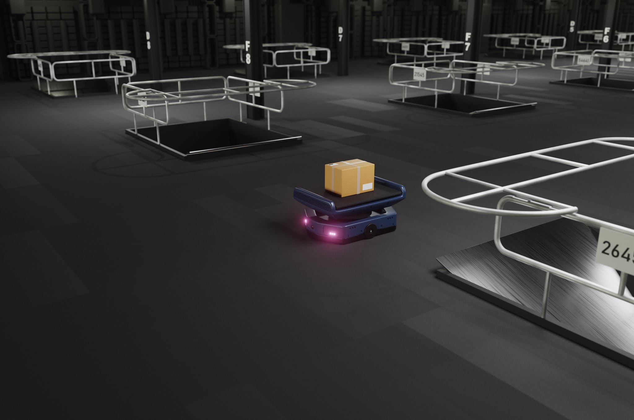 Physical AI agents and polyfunctional robots optimizing logistics and supply chain operations.